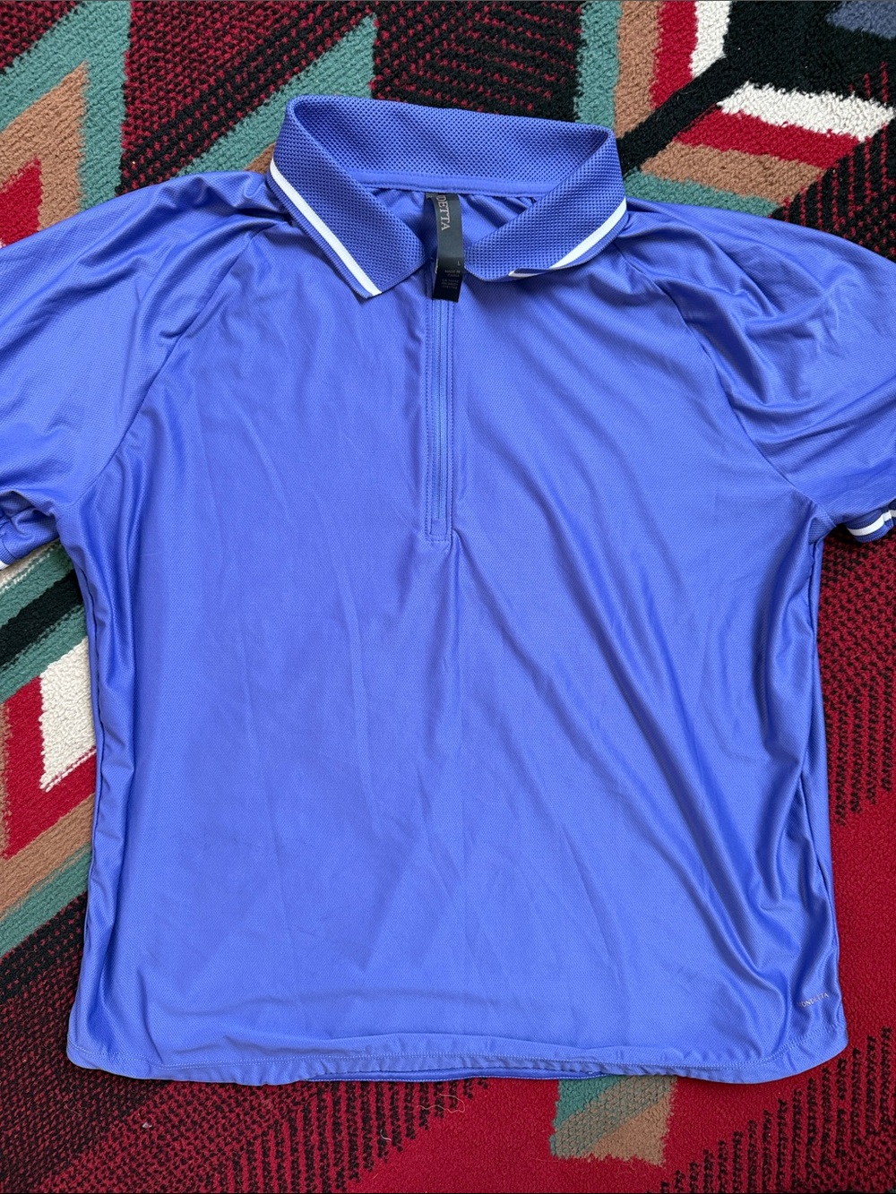 Mondetta Periwinkle Zip-Front Women's Polo with White Trim